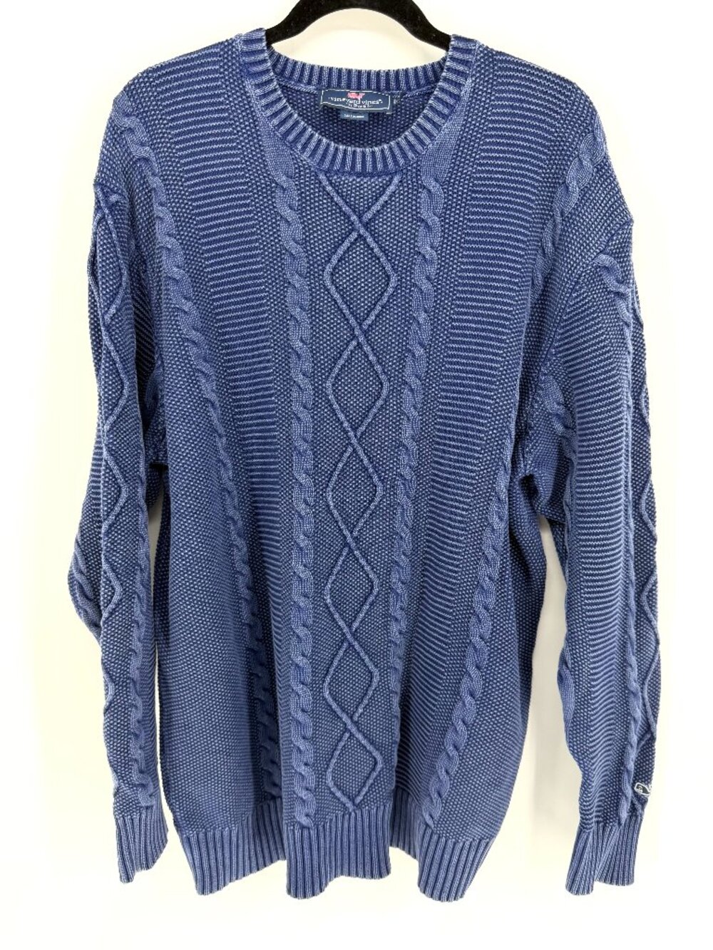 Vineyard Vines Men's XXL Fisherman Cable Knit Grandpa Sweater Blue Cotton
